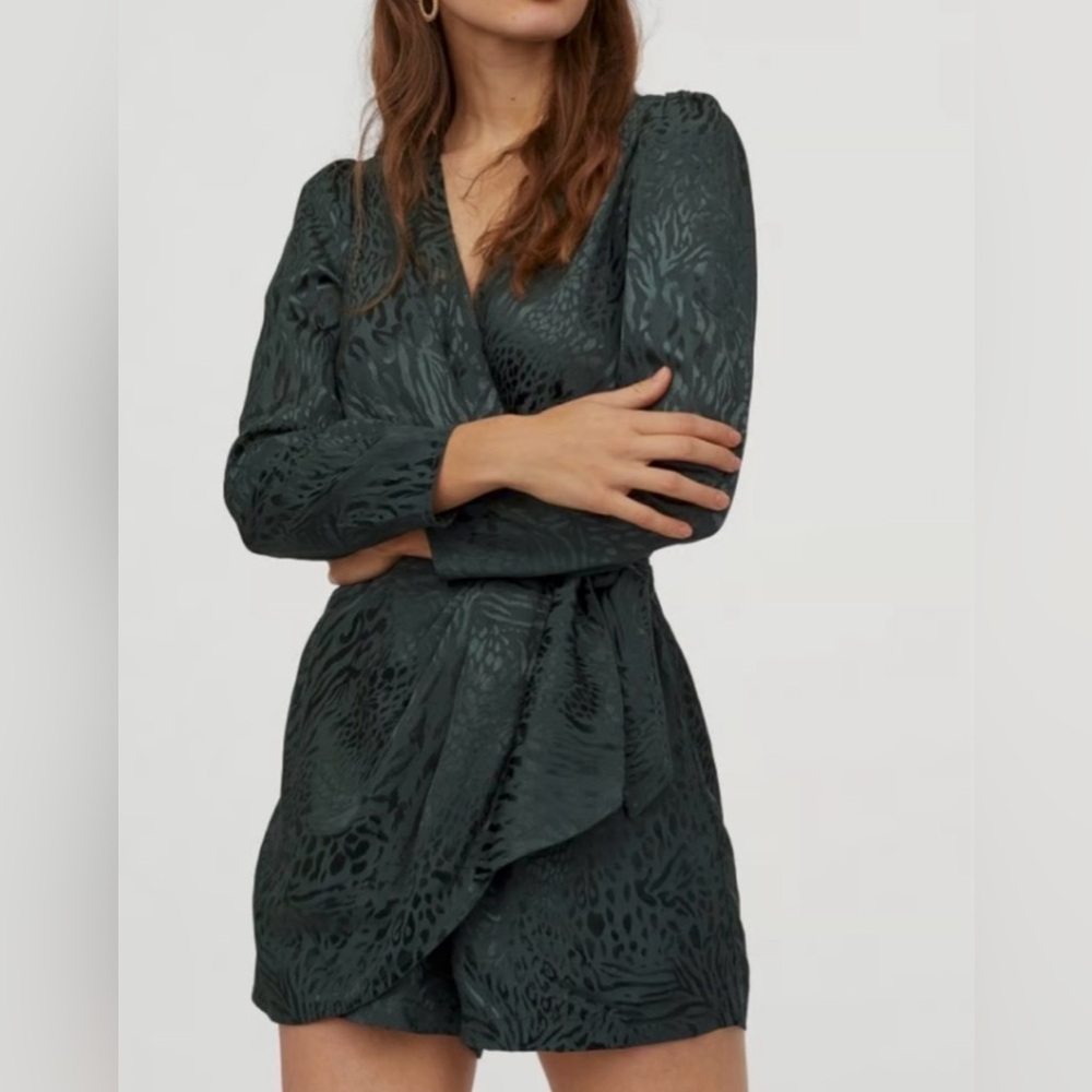 H&M Forest Green Patterned Romper